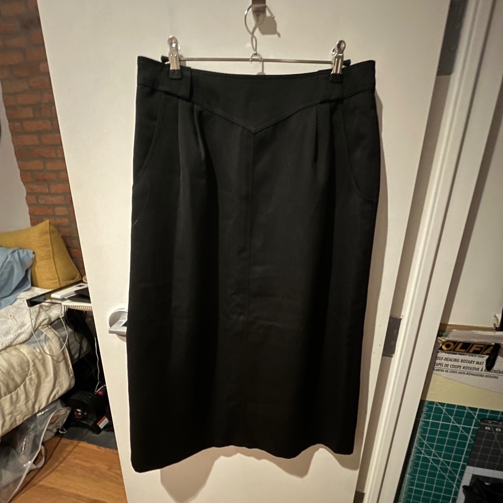 Vintage wool-mix black lined skirt made in Germany 30 Inch waist, no brand